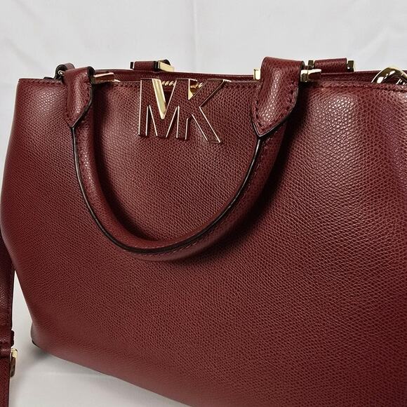 Michael Kors Florence Burgundy / Bordeaux Leather Satchel (Medium) - Picture 2 of 8